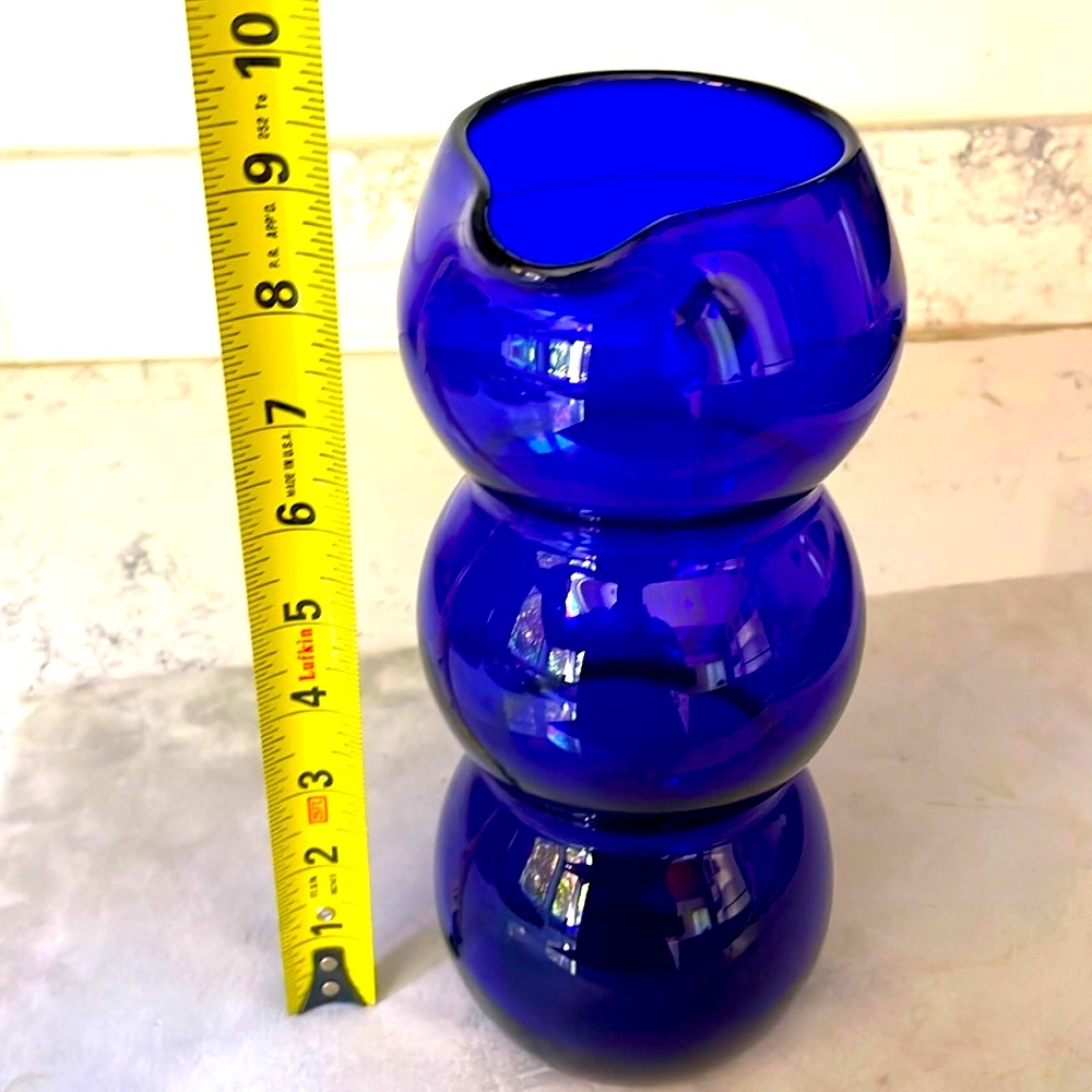 Vintage Cobalt Blue Art Deco Bubble Pitcher Louie Glass Co. Excellent Condition - Picture 13 of 14